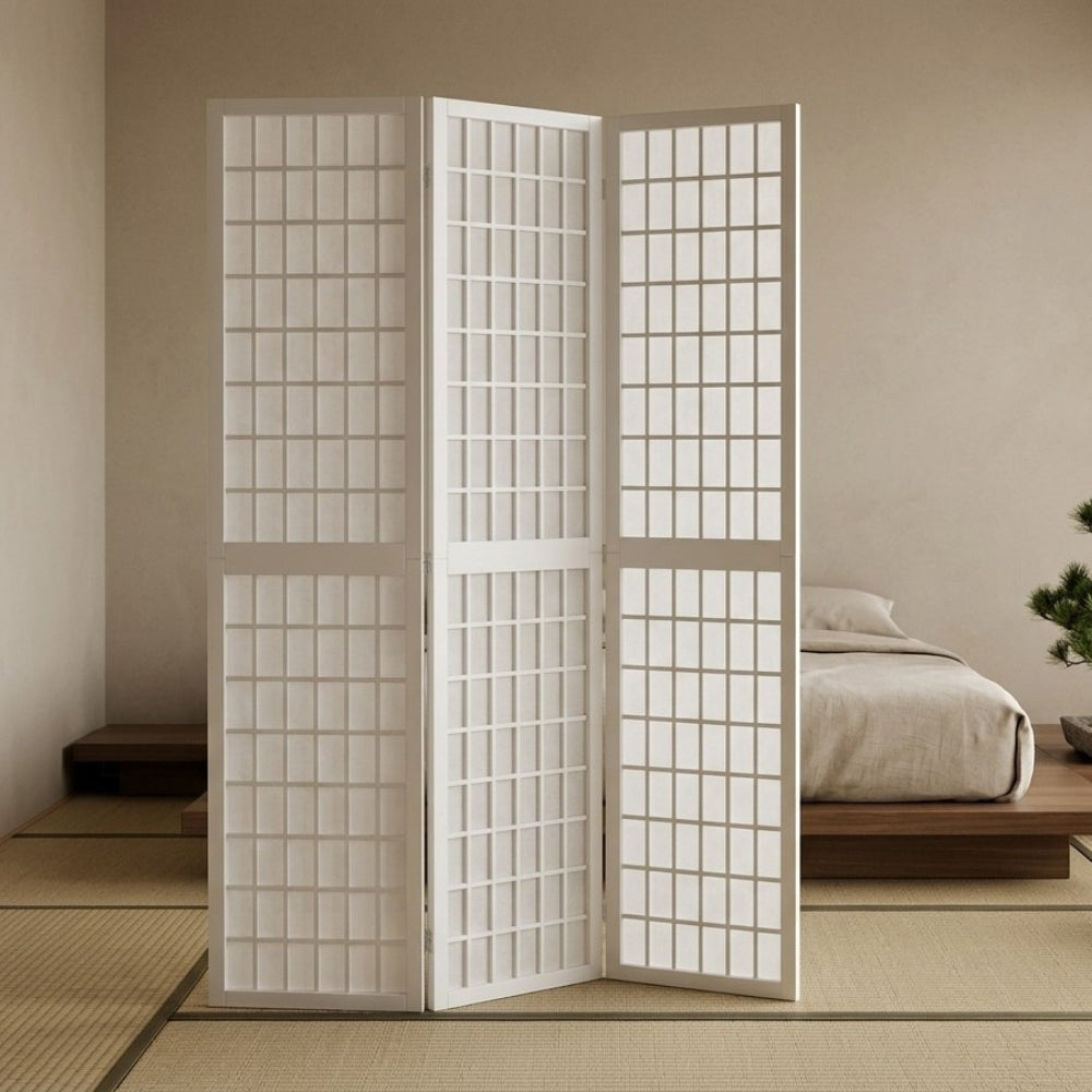 Paravent Japonais 3 Panneaux Blanc
