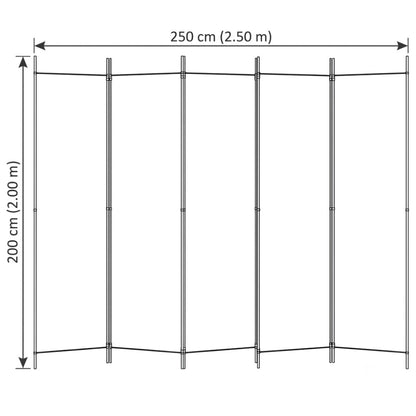 Paravent 5 Panneaux Tissu Blanc 250×200 cm