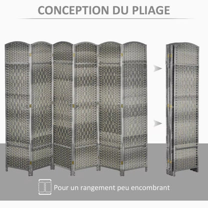 Paravent 3 Panneaux Polypropylène & Pin