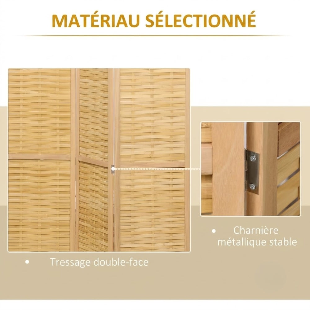 Paravent 4 Panneaux Bambou Naturel