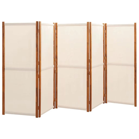 Paravent 5 Panneaux Tissu Crème Grand Format 350×180 cm