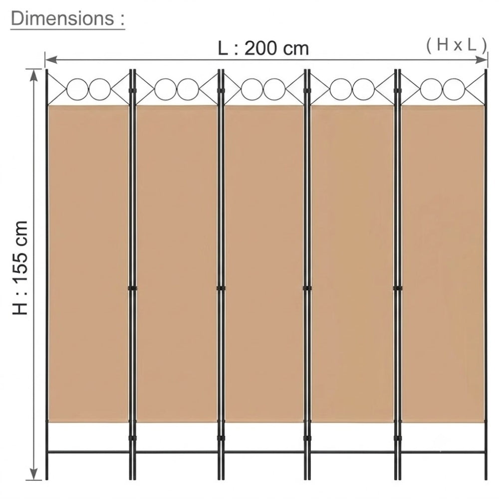 Paravent 6 Panneaux Tissu Beige
