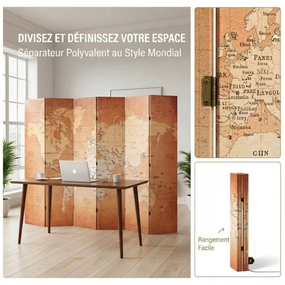 Paravent Imprimé Carte du Monde