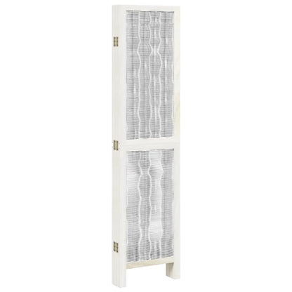 Paravent 6 Panneaux Blanc en Bois de Paulownia