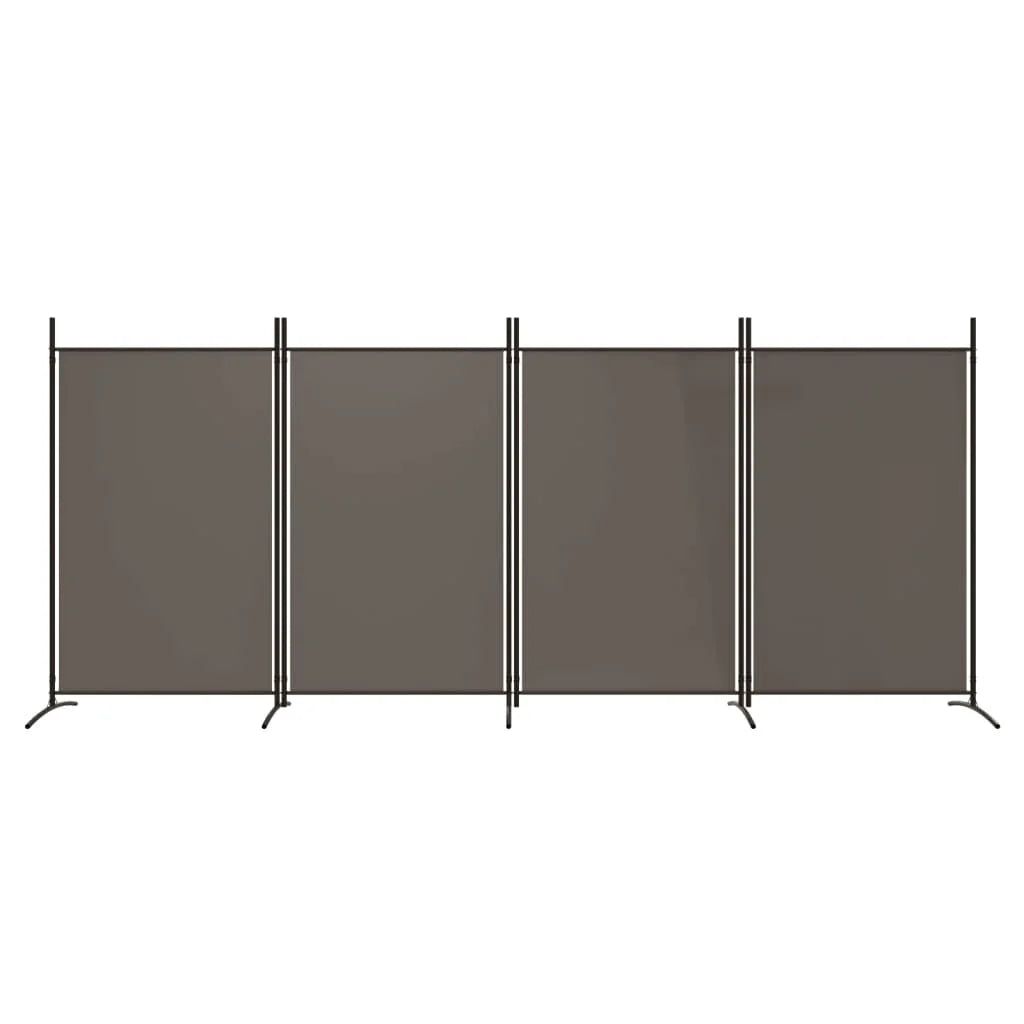 Paravent 4 Panneaux Tissu Anthracite