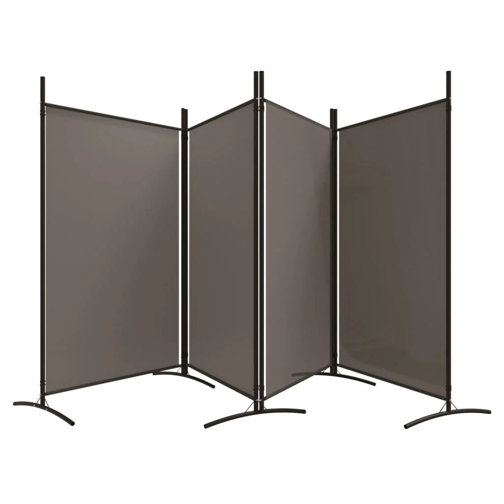 Paravent 4 Panneaux Tissu Anthracite