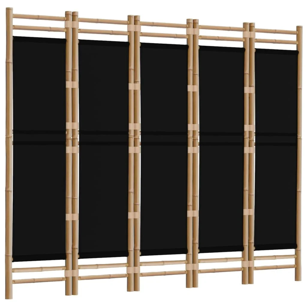 Paravent 5 Panneaux Bambou & Toile
