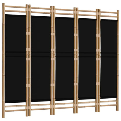Paravent 5 Panneaux Bambou & Toile