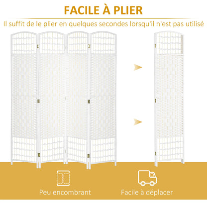 Paravent 4 Panneaux Blanc