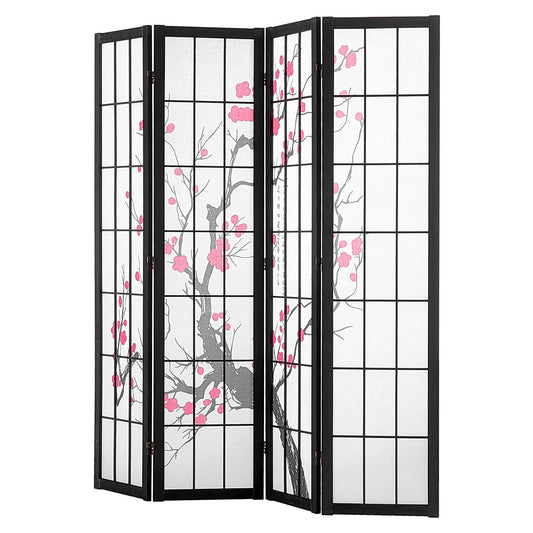 Paravent Japonais Fleurs de Cerisier 4 Panneaux