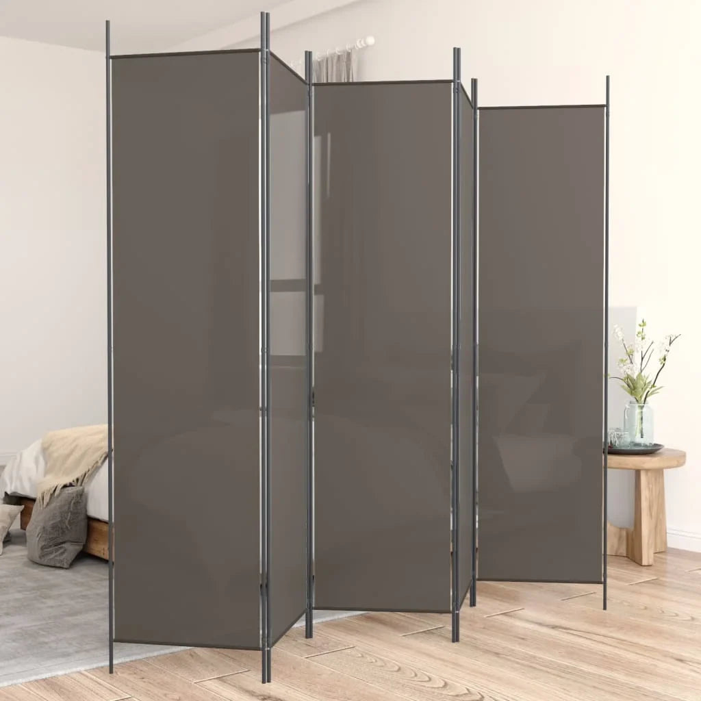 Paravent 5 Panneaux Tissu Anthracite