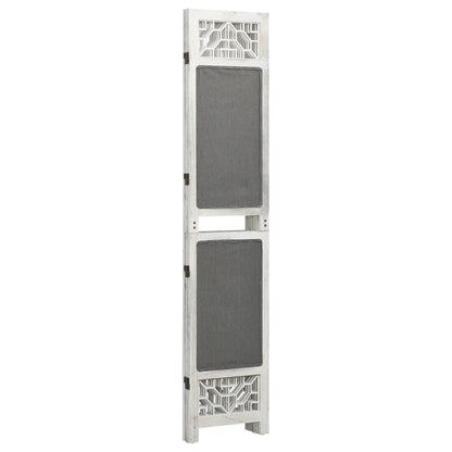 Paravent 3 Panneaux Tissu & Bois MDF