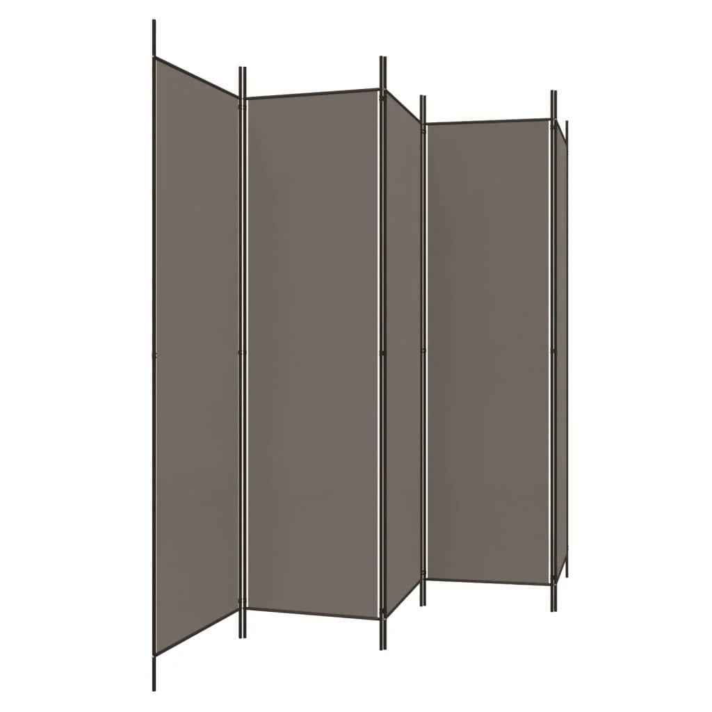 Paravent 5 Panneaux Tissu Anthracite