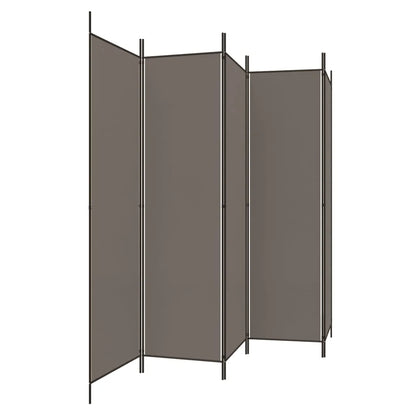 Paravent 5 Panneaux Tissu Anthracite