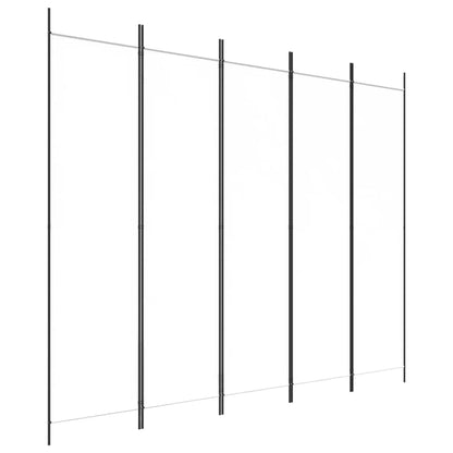 Paravent 5 Panneaux Tissu Blanc 250×200 cm