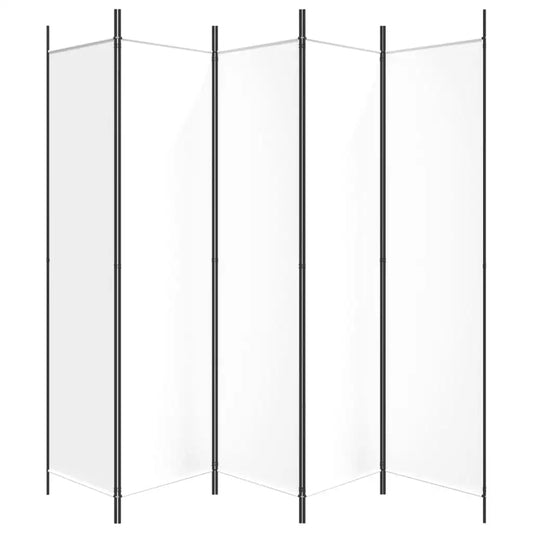Paravent 5 Panneaux Tissu Blanc 250×200 cm