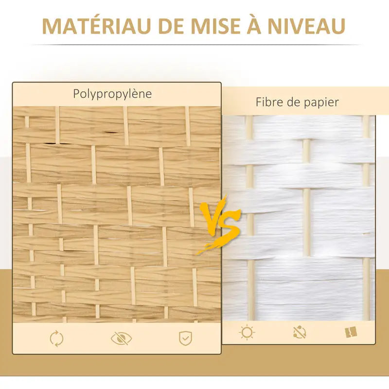 Paravent 3 Panneaux Tressé Incurvé