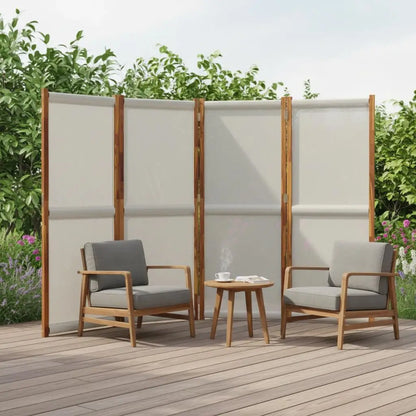 Paravent 4 Panneaux Tissu Gris Clair