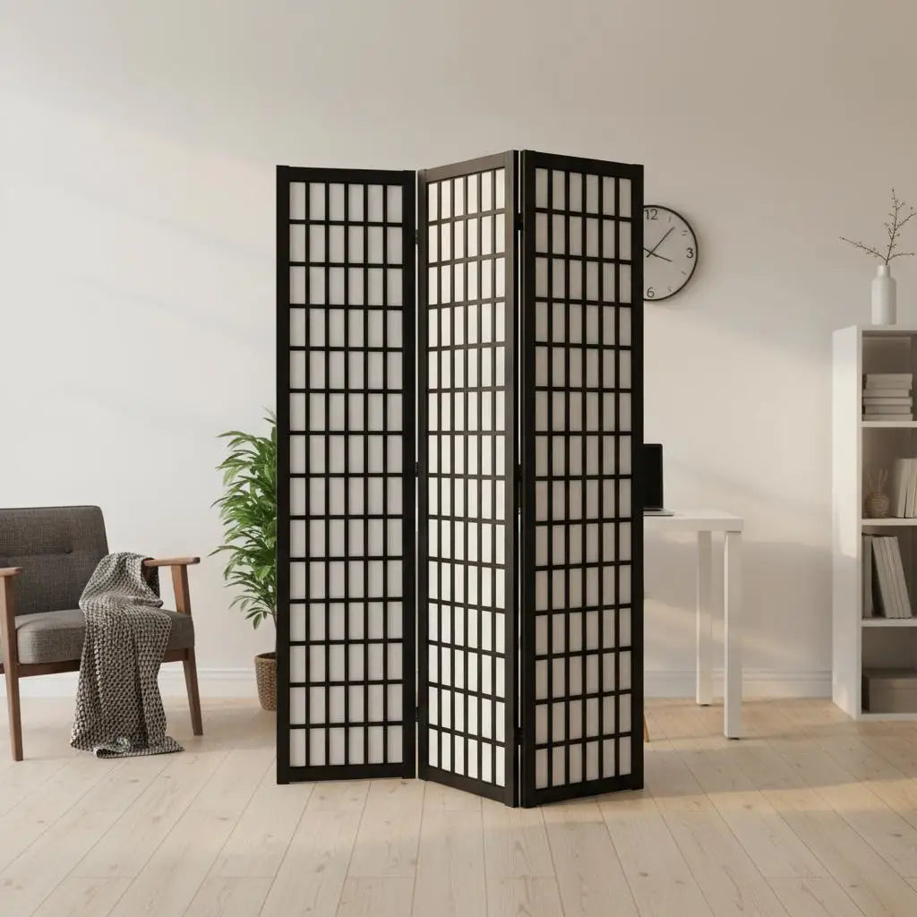 Paravent Japonais 3 Panneaux en Bois