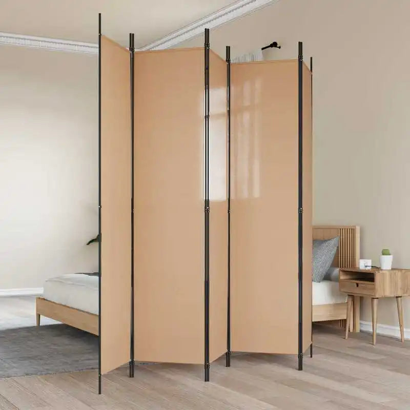 Paravent 5 Panneaux Tissu Beige