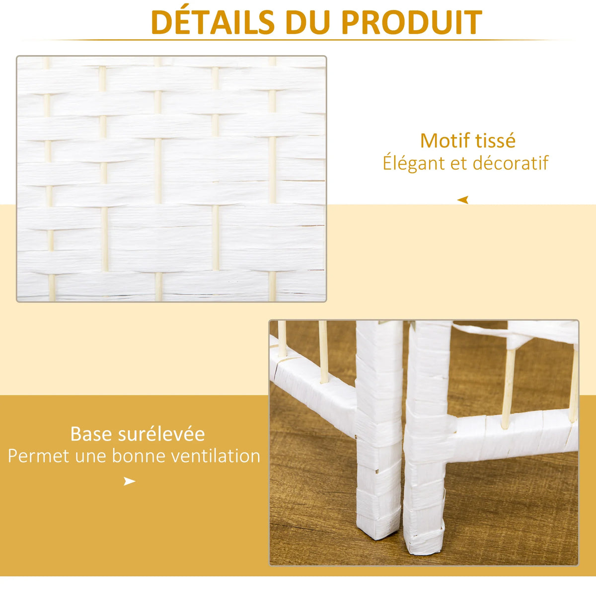 Paravent 4 Panneaux Blanc