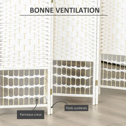 Paravent 6 Panneaux Bambou Naturel