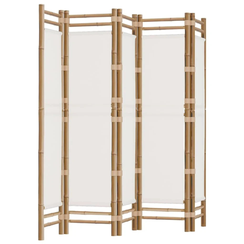 Paravent 5 Panneaux Bambou & Toile