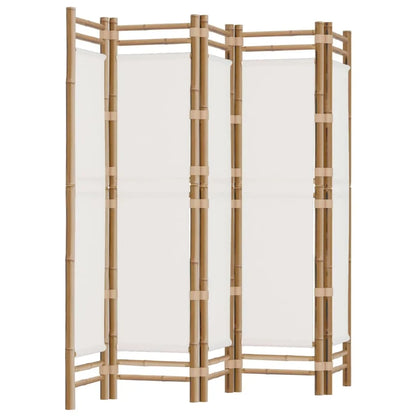 Paravent 5 Panneaux Bambou & Toile