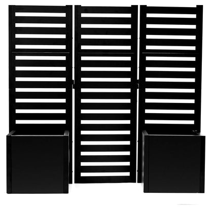 Paravent Extérieur 3 Panneaux Métal avec Jardinières Intégrées