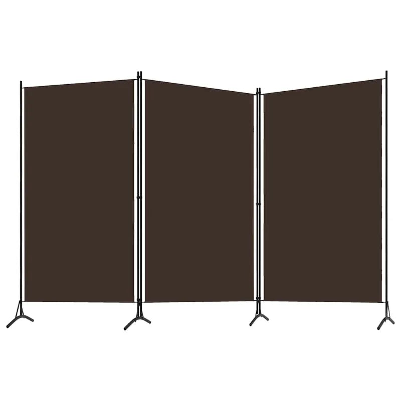Paravent 3 Panneaux Tissu Brun & Armature Fer