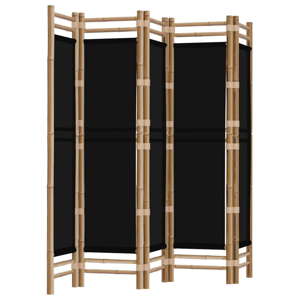 Paravent 5 Panneaux Bambou & Toile