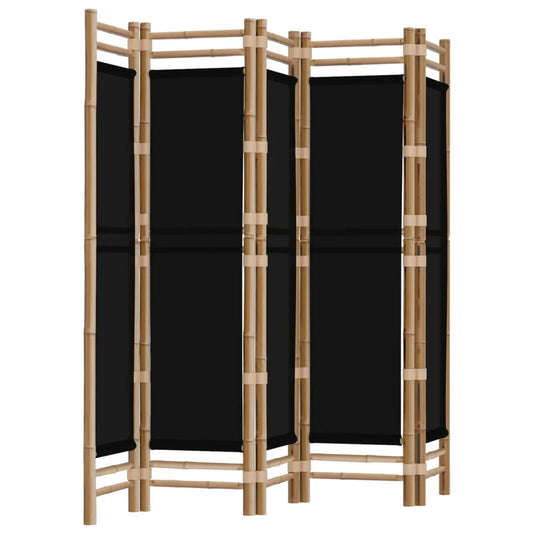 Paravent 5 Panneaux Bambou & Toile