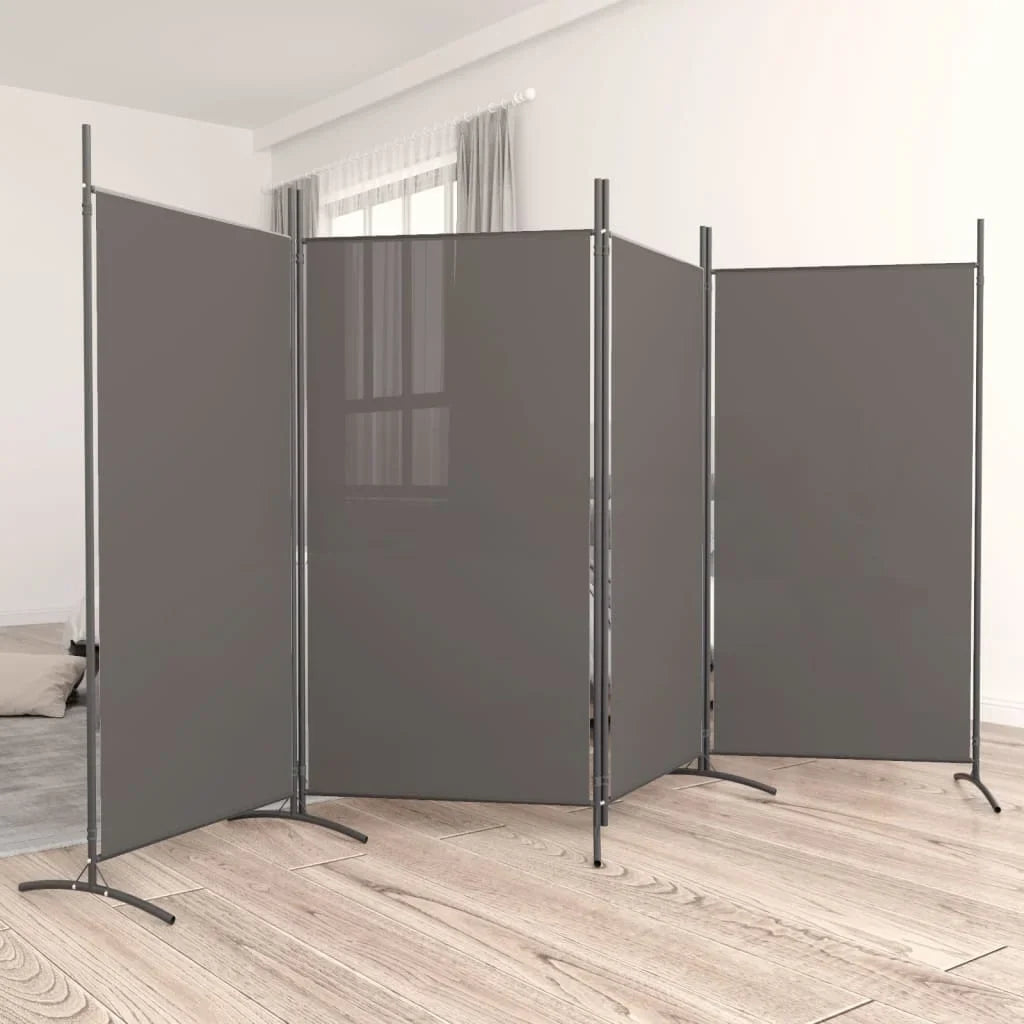 Paravent 4 Panneaux Tissu Anthracite