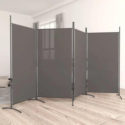 Paravent 4 Panneaux Tissu Anthracite