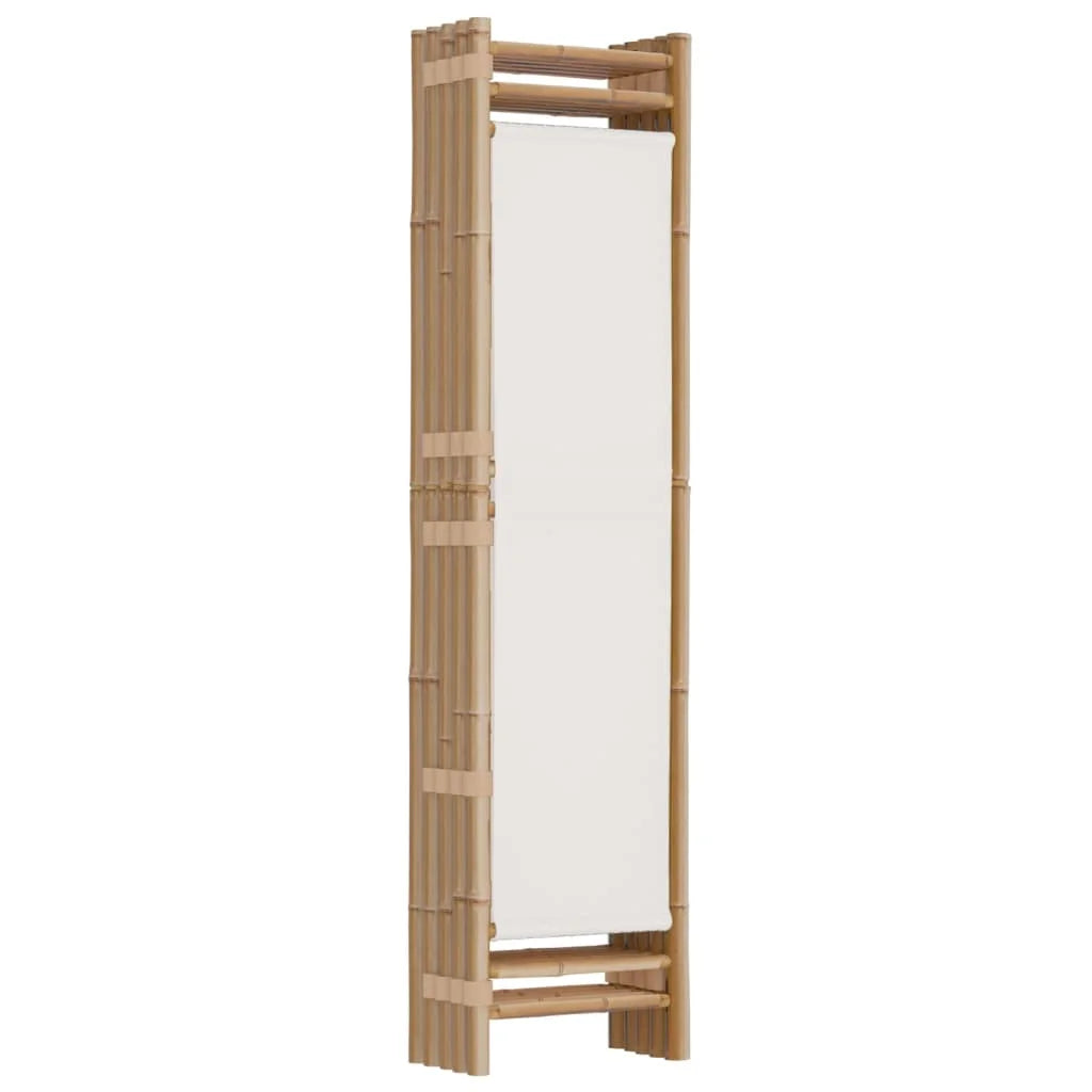 Paravent 5 Panneaux Bambou & Toile