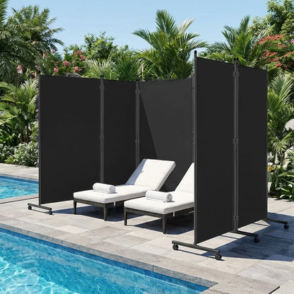 Paravent 3 Panneaux Tissu sur Roulettes