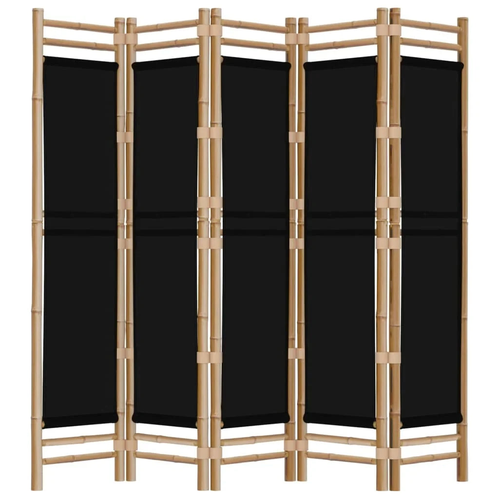Paravent 5 Panneaux Bambou & Toile