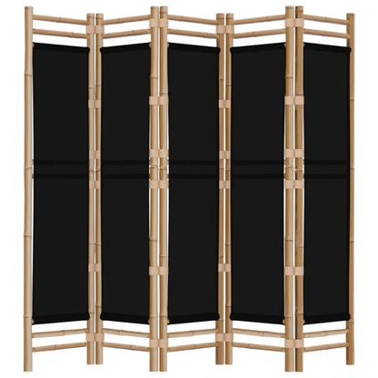 Paravent 5 Panneaux Bambou & Toile
