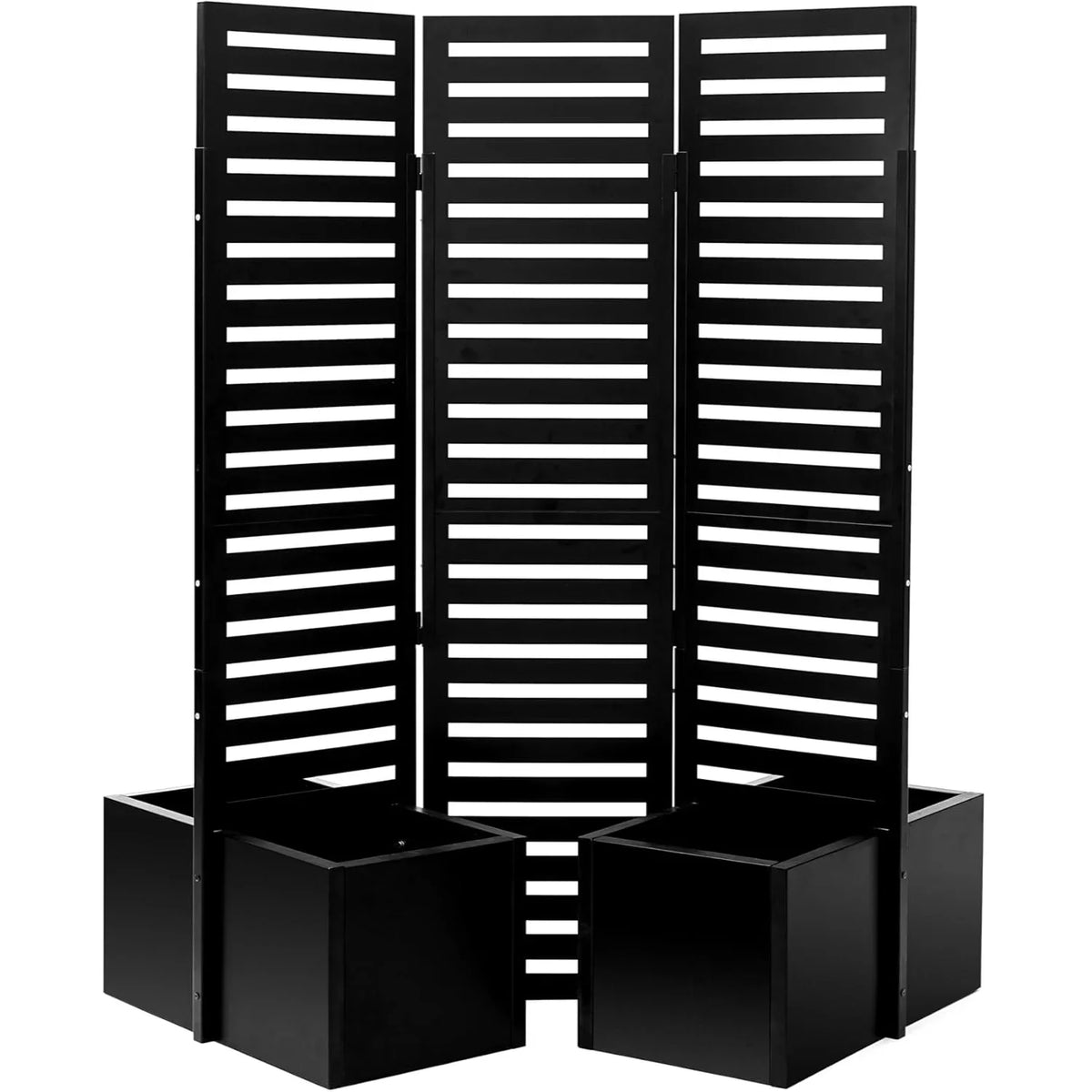 Paravent Extérieur 3 Panneaux Métal avec Jardinières Intégrées