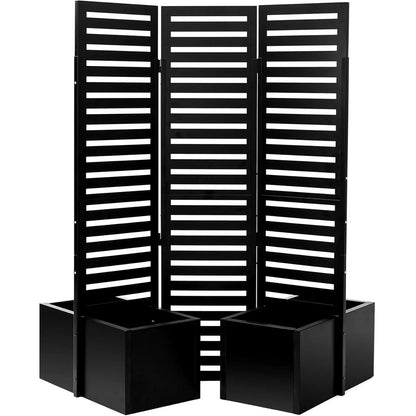 Paravent Extérieur 3 Panneaux Métal avec Jardinières Intégrées