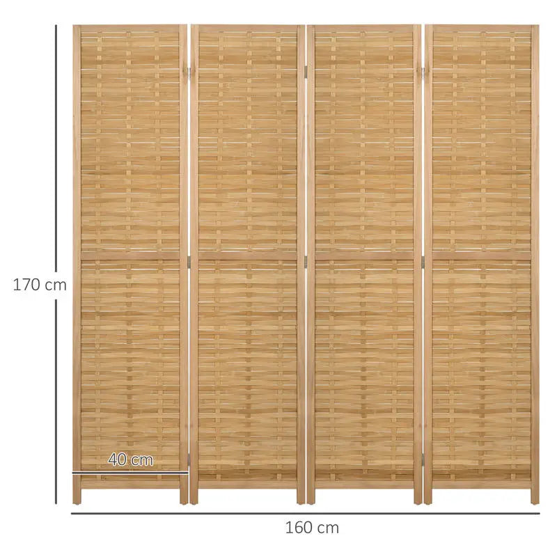 Paravent 4 Panneaux Bambou Naturel