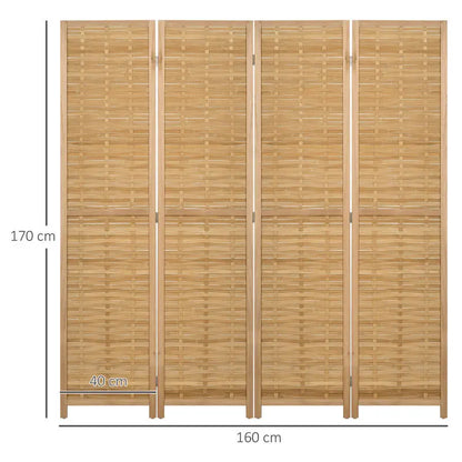 Paravent 4 Panneaux Bambou Naturel