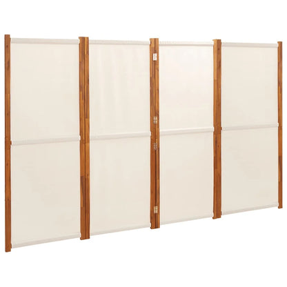 Paravent 4 Panneaux Tissu Blanc Crème