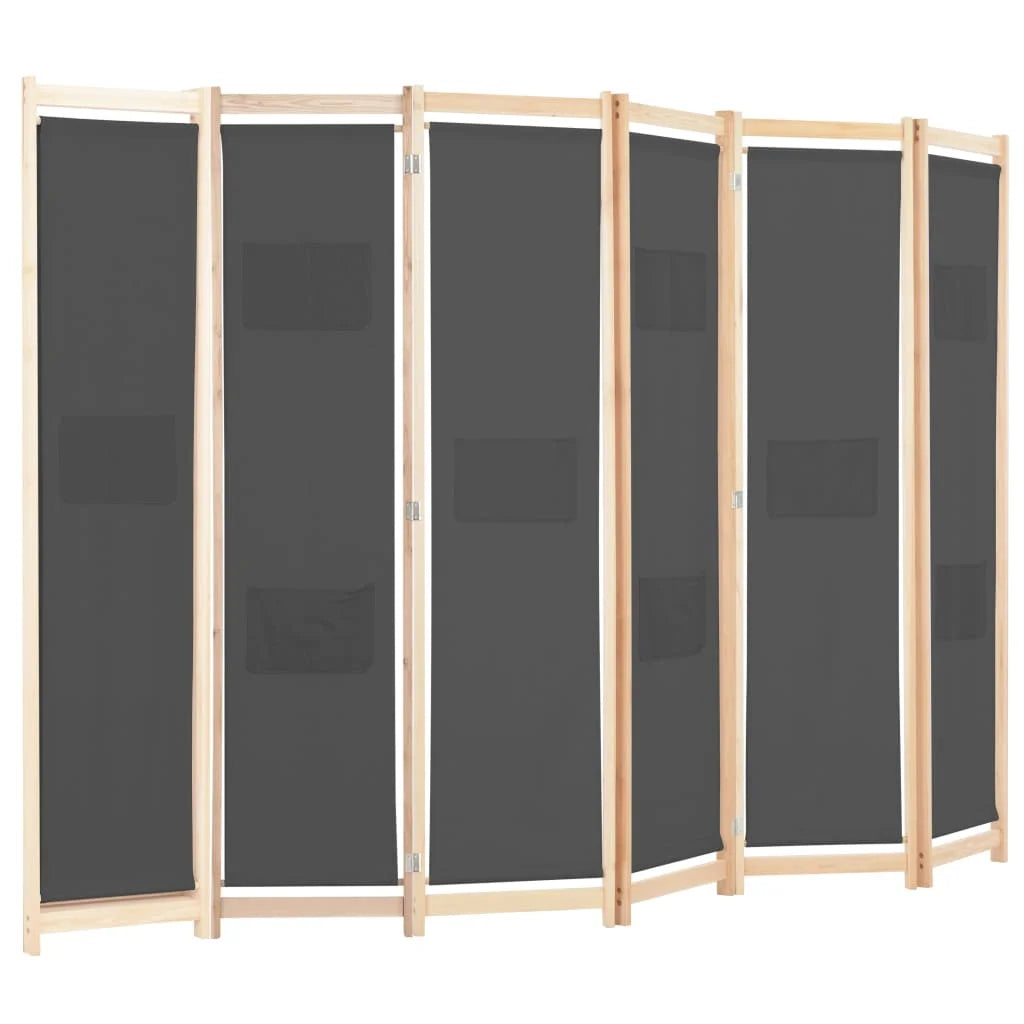 Paravent 4 Panneaux Tissu Gris