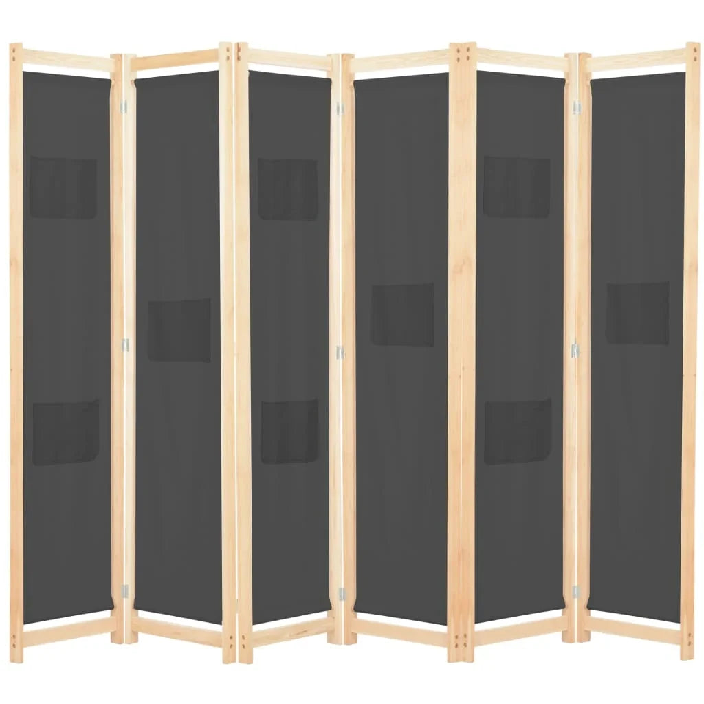 Paravent 4 Panneaux Tissu Gris