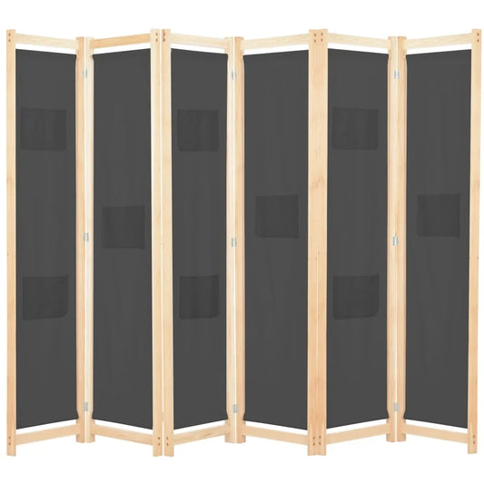 Paravent 4 Panneaux Tissu Gris