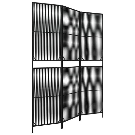 Paravent Poly Rotin Noir 3 Panneaux