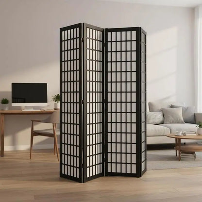 Paravent Japonais 4 Panneaux en Bois