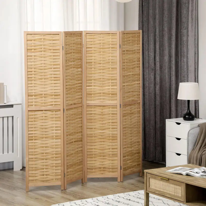 Paravent 4 Panneaux Bambou Naturel