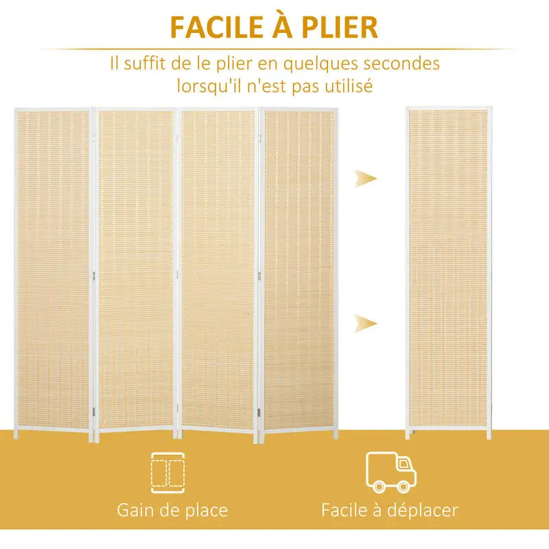 Paravent 4 Panneaux Bois Naturel